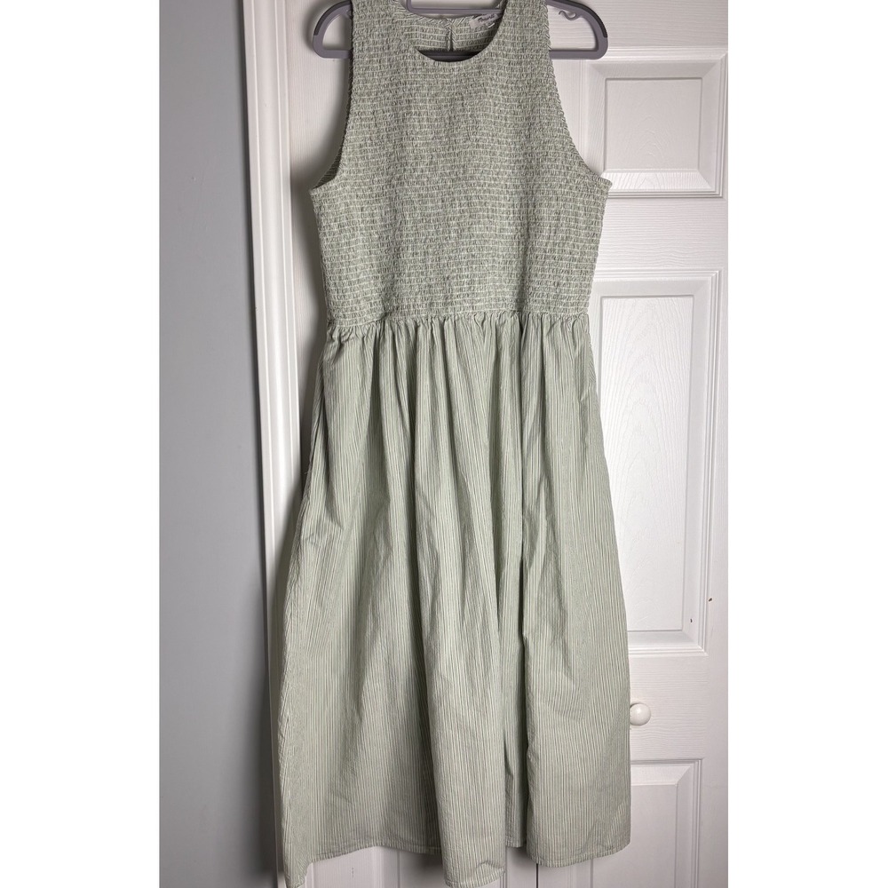 MADEWELL Women's 1X The Plus Melody Smocked Midi Dress Pistachio NP362